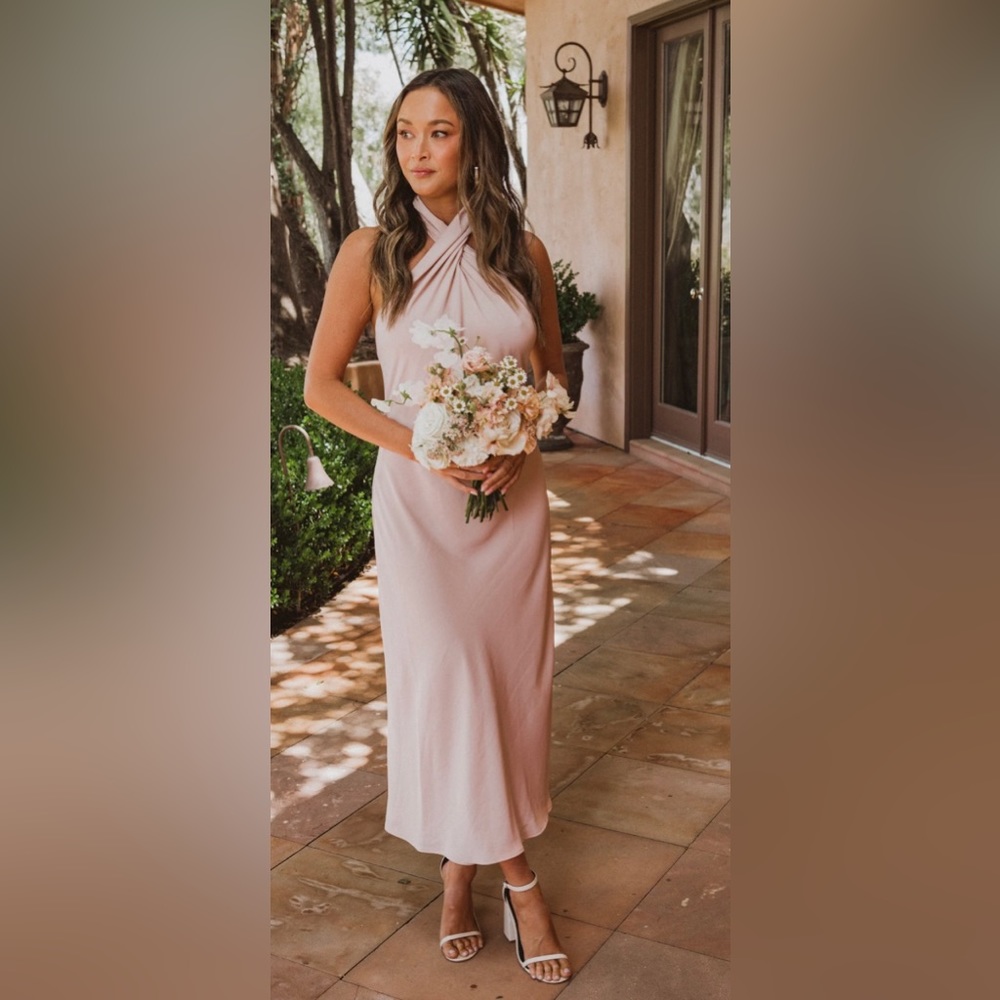 Show Me Your Mumu Jasmine Halter MIDI Dress - Dusty Blush Crisp